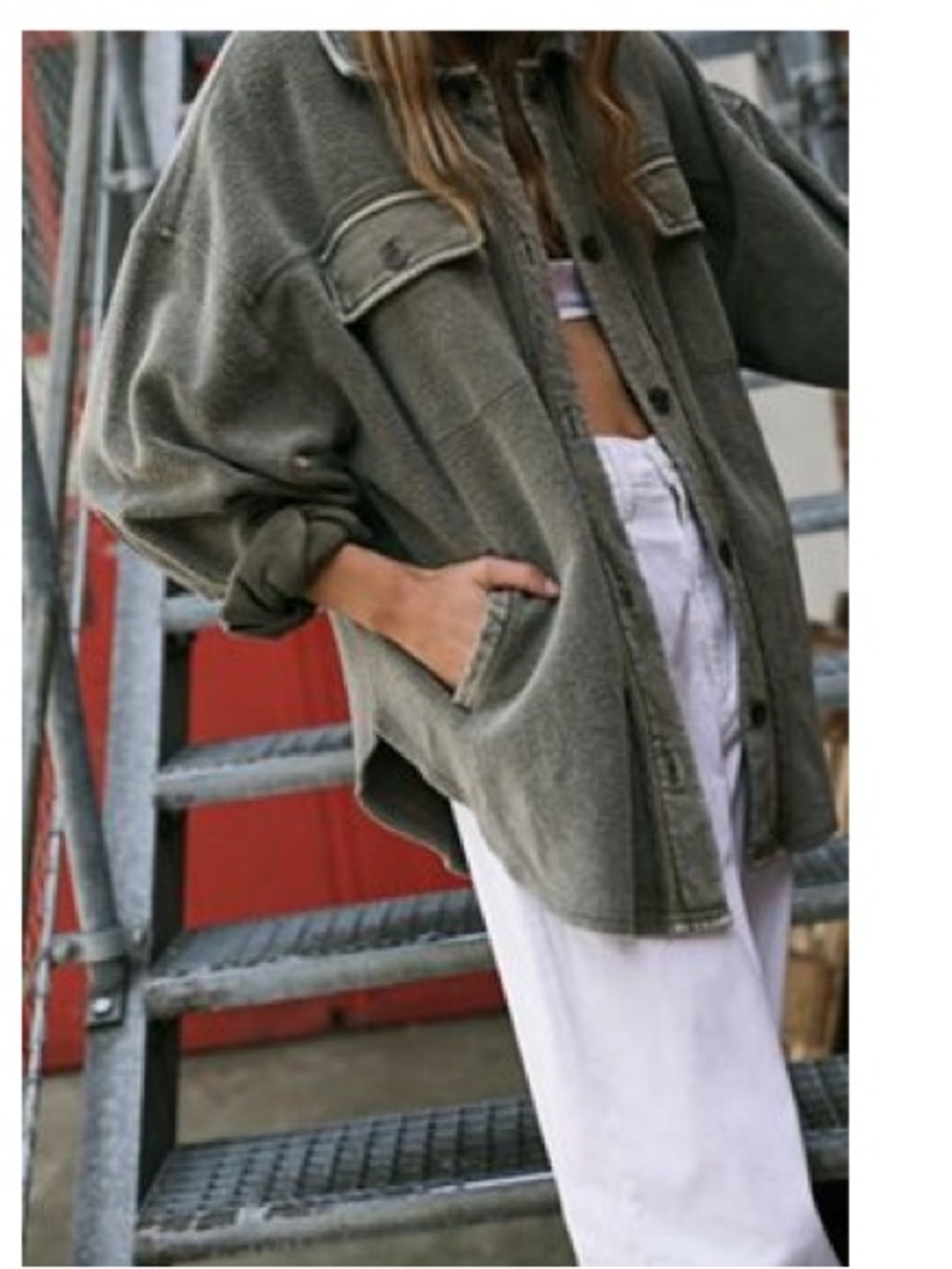 Free People Olive Green Teddy Jacket